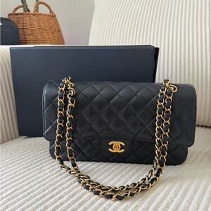 BRAND NEW- Chanel Black medium classic flap Bag with Gold Chain